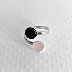 Bague 2 cabochons fred onyx quartz rose 0 0 700