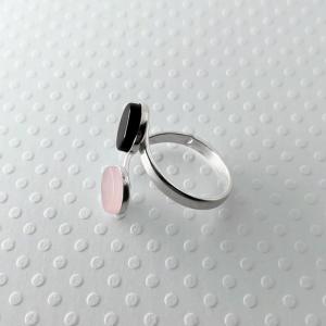 Bague 2 cabochons fred onyx quartz rose 0 0 700